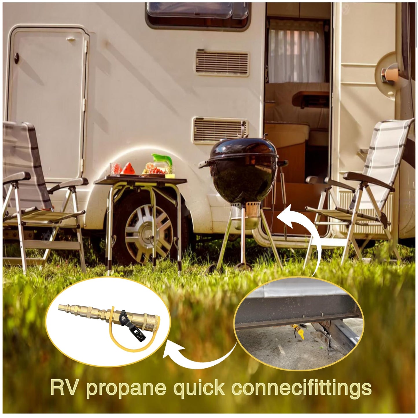 qieoyk 7pcs Propane Quick Connect Fittings Adapter for Propane Hose Propane Quick Connect for RV to Grill or Cooking RV Propane Quick Connect Fittings with 3/8" Flare x 1/4" NPT Male Pipe