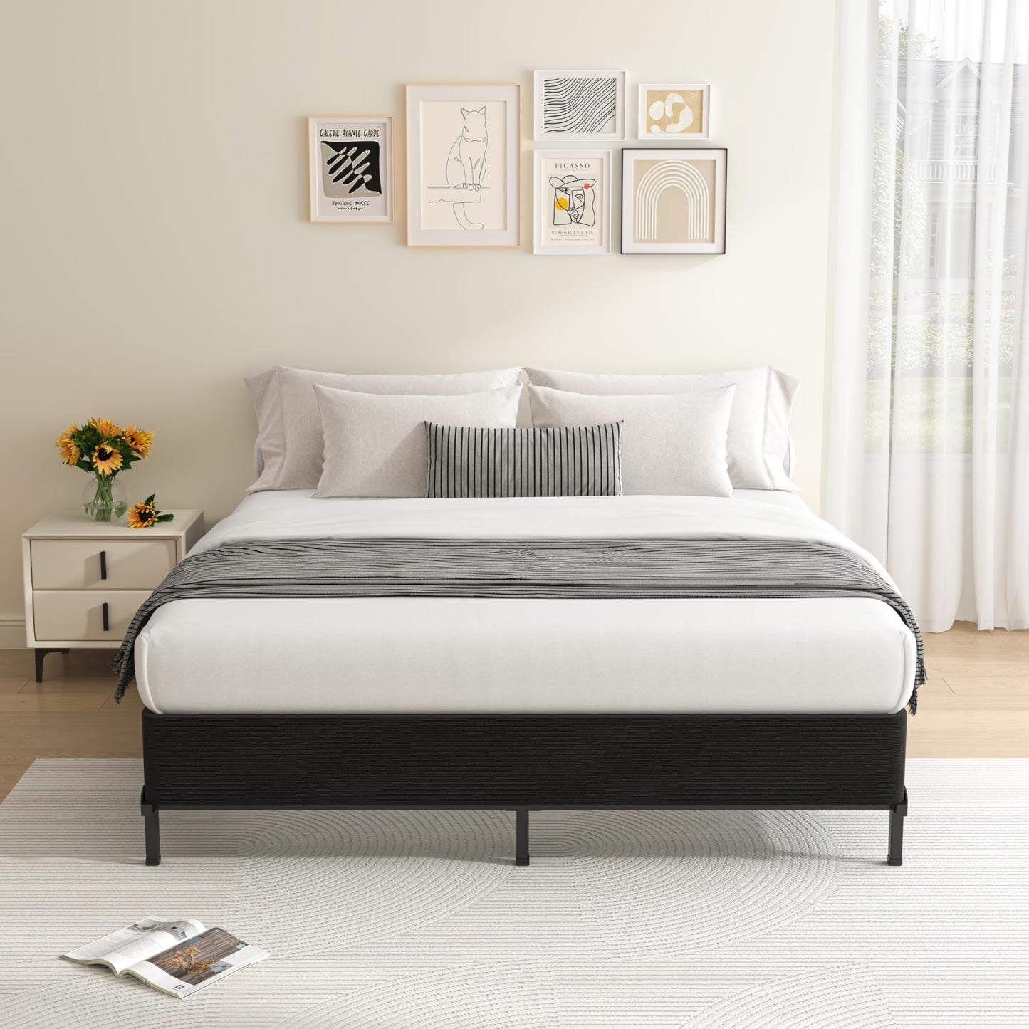 MAF Queen Box Spring for Queen Bed 10 Inch High Profile Bed Base with Cover