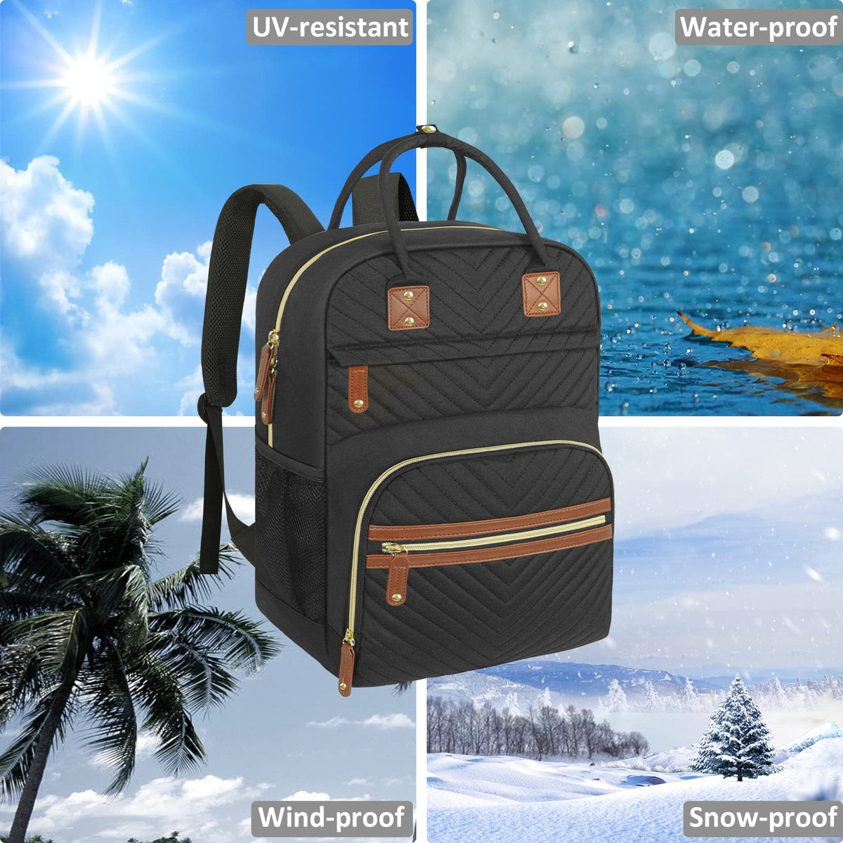 Tenot Diaper Bag Backpack for Women with Insulated Pockets Black