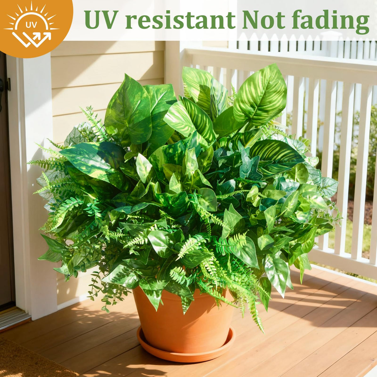 Faylifeway 12 Bundles Artificial Plants Outdoor, UV Resistant Greenery