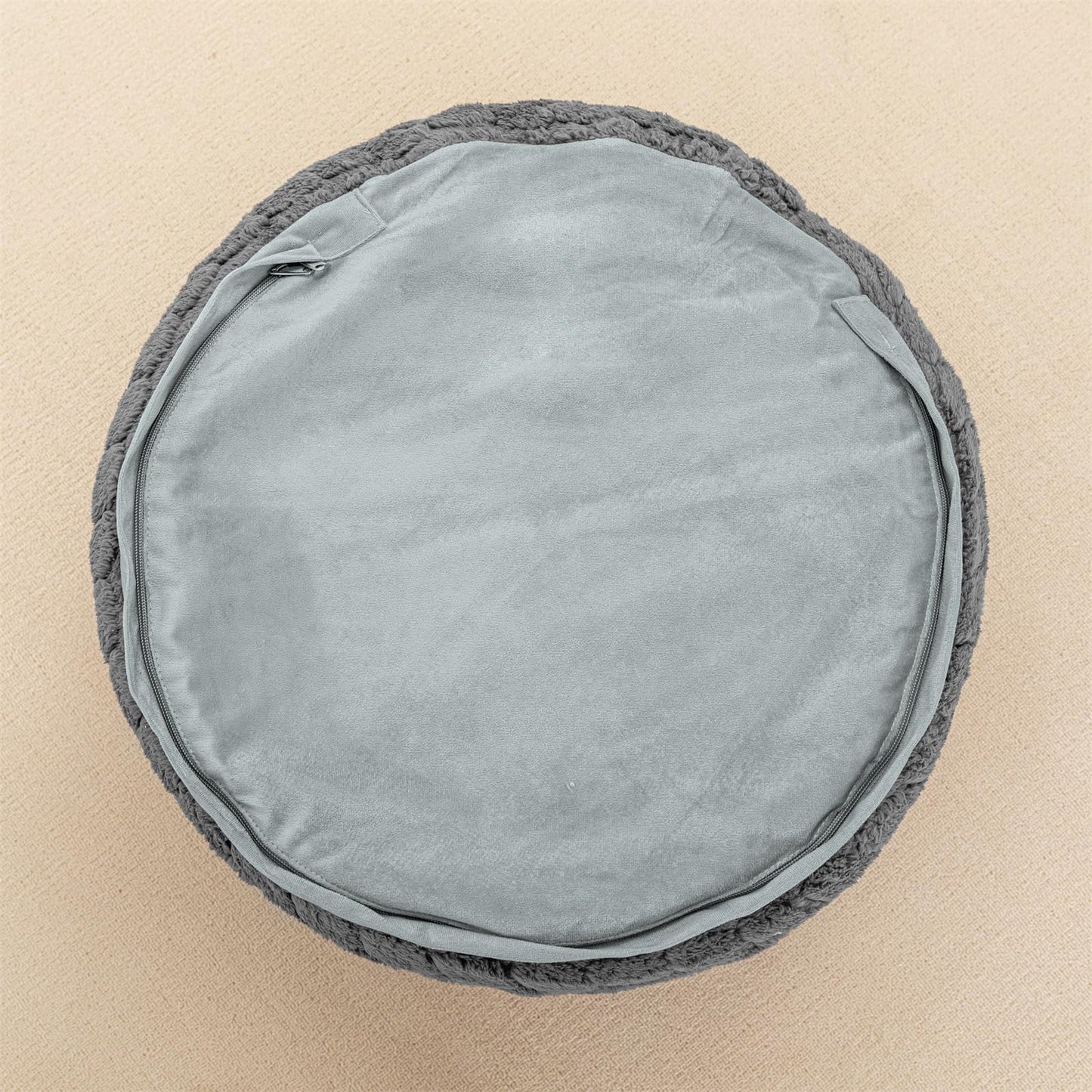 Round Pouf Ottoman 20 x 20 x 14 Inches Boho Poof Home Decor Floor Pouffe Ottoman Foot Rest for Couch Sofa Bean Bag Chairs Living Room Bedroom (Grey)
