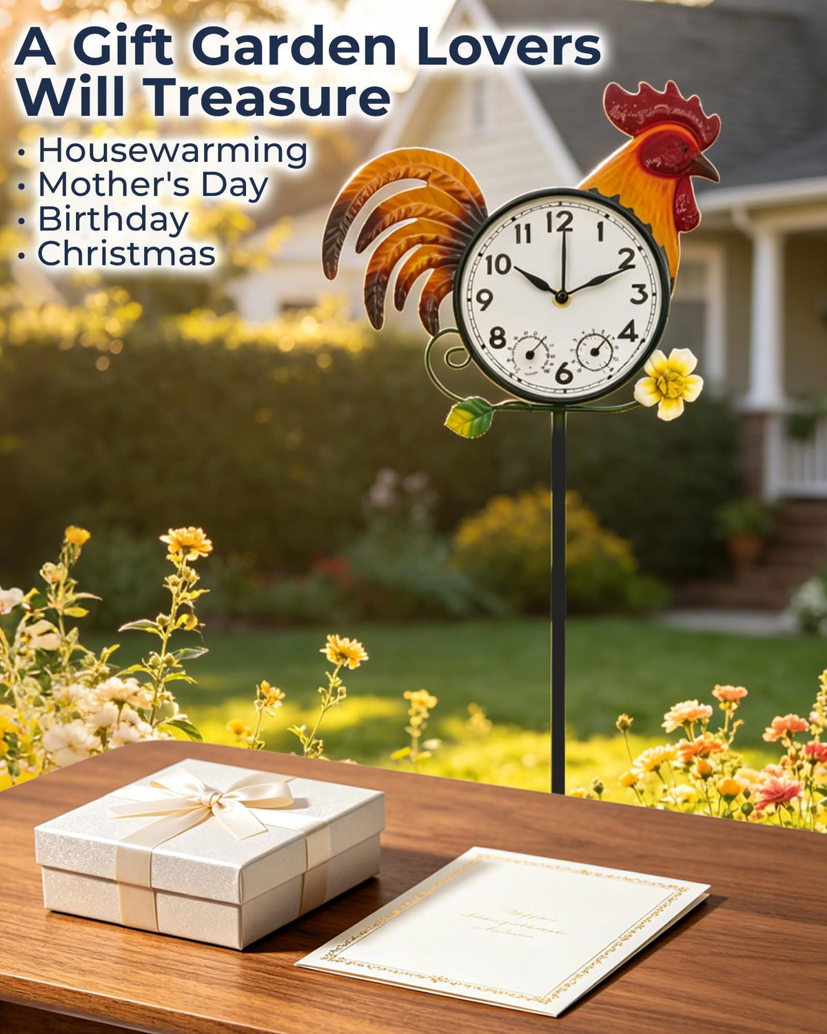 Verdosphire Rooster Outdoor Clock with Thermometer & Hygrometer
