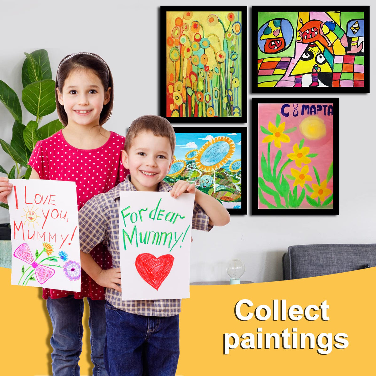Vodolo 5-Pack Kids Artwork Frames Changeable, Kids Art Display Frame with Self Adhesive Backing, Magnetic Children Artwork Storage Frames, A4 Picture Frames Changeable for Drawing Crafting
