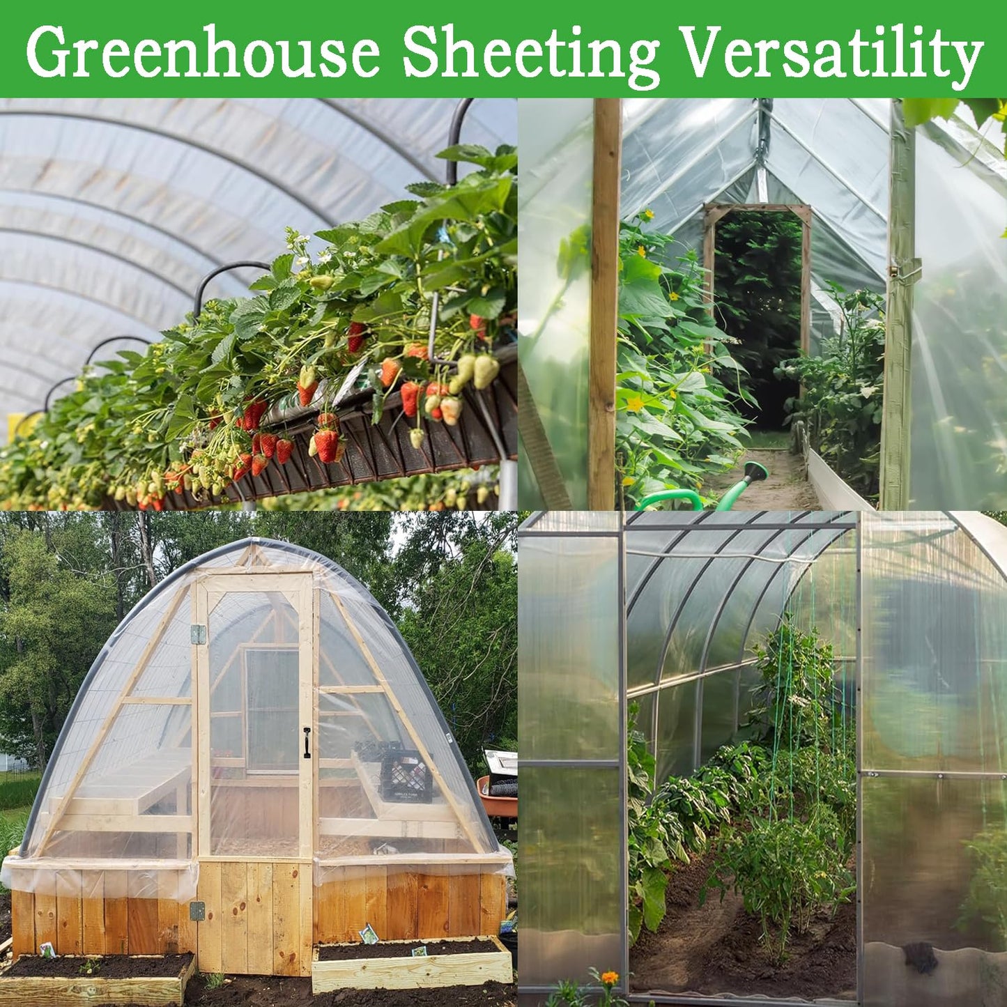 Xstronq 6.5FTx10FT Greenhouse Plastic Sheeting, 6 Mil Thick Clear Polyethylene Film, Waterproof Wind Frost Dust UV Resistant Green House Plastic Covering for Outdoor Plant, Garden, (6.5ft x 10ft)
