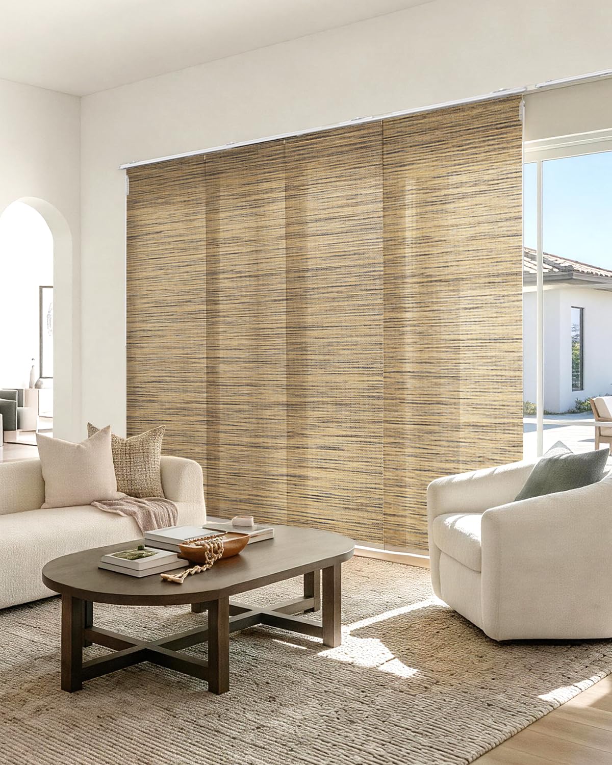 Lazblinds Woven Texture Paper Vertical Blinds, SleekLoom Khaki
