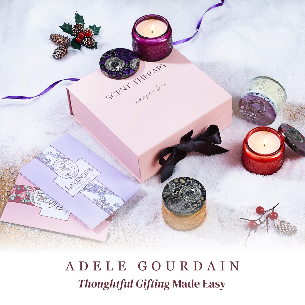 6-pc Scented Candle Gift Set for Women, Aromatherapy Inspired Adelegourdain