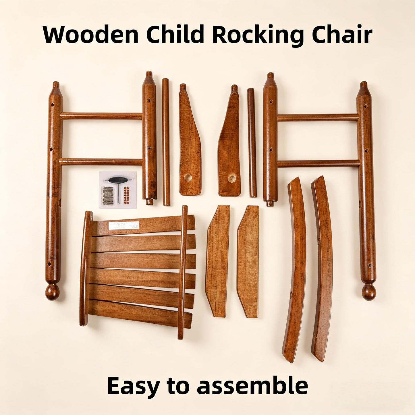 Hngilkoo Kids Rocking Chair Comfy Wooden Rocker for Toddler Ages 3-6 Baby Child Chair Indoor Outdoor Children Playroom Anti-Tip Design Safe & Sturdy Brown
