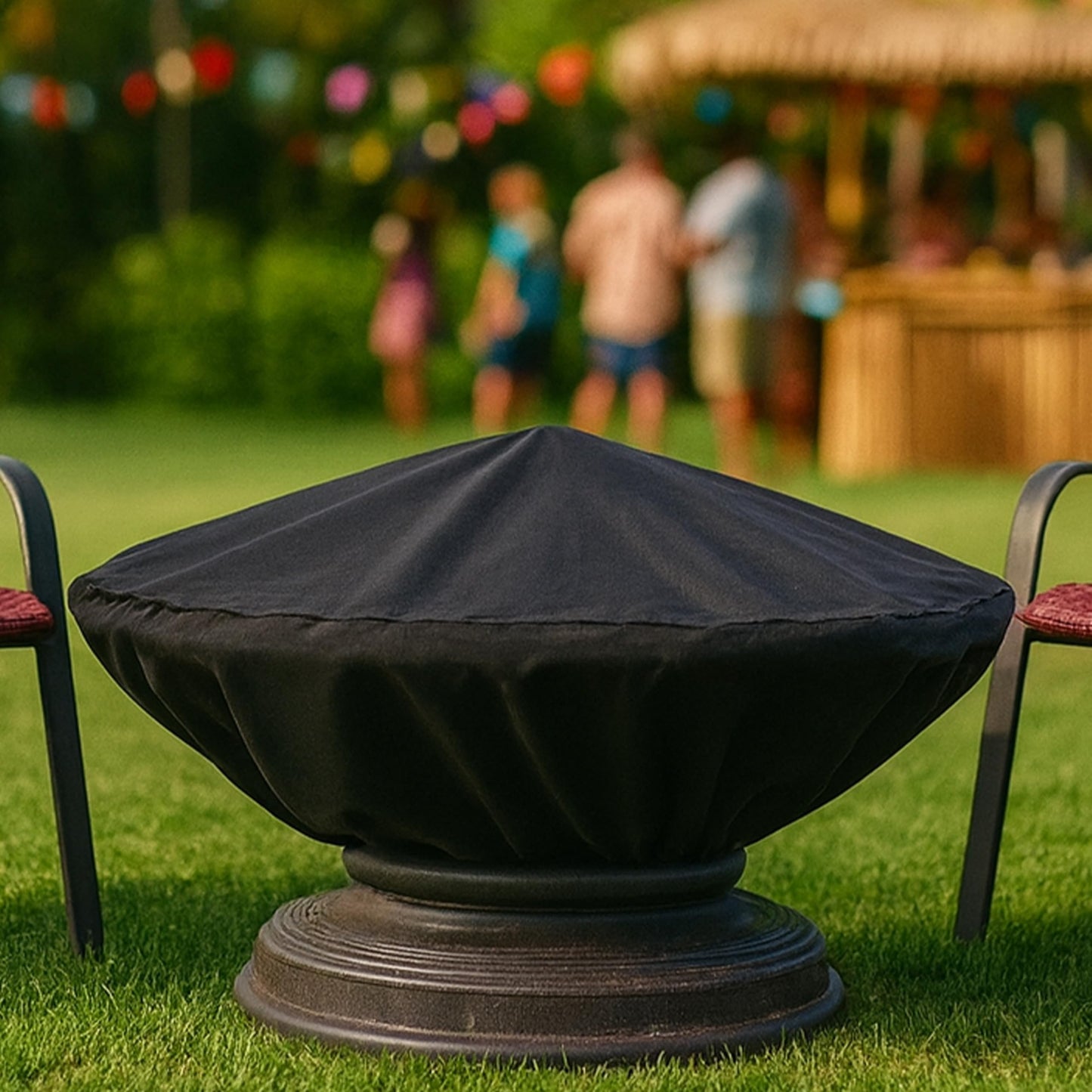 Sunnydaze 48-Inch Fire Pit Cover Round - Outdoor Fire Pit Cover - Weather-Resistant PVC with Drawstring Closure - Durable Protection for All Seasons - Black