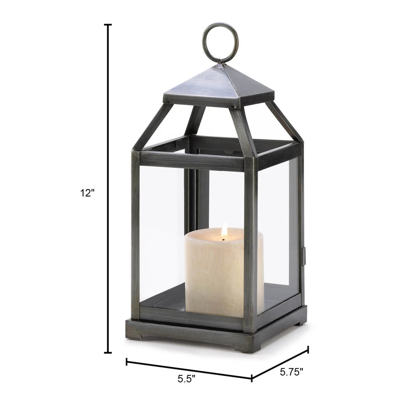 RUSTIC SILVER CONTEMPORARY LANTERN