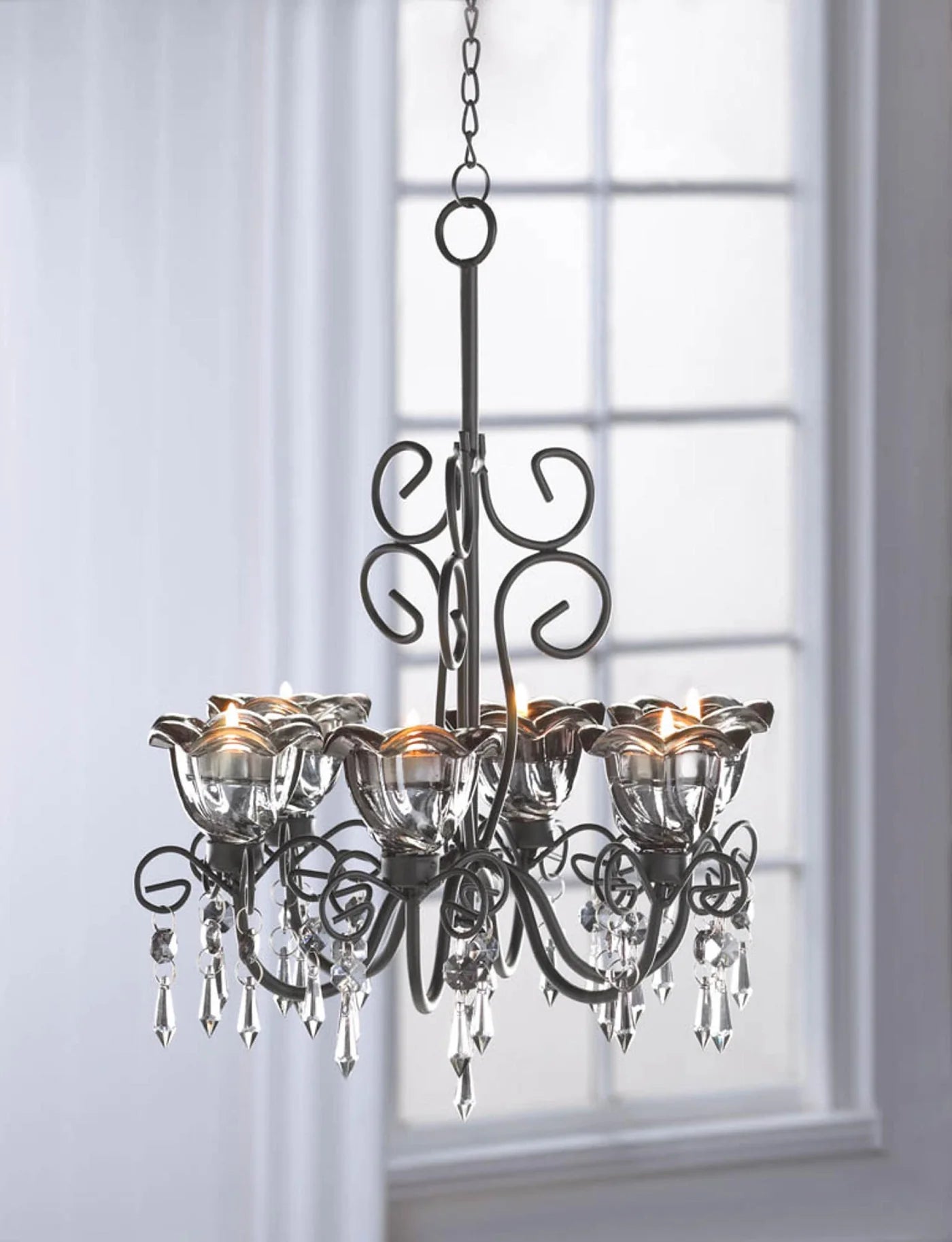 Midnight Blooms Candle Chandelier