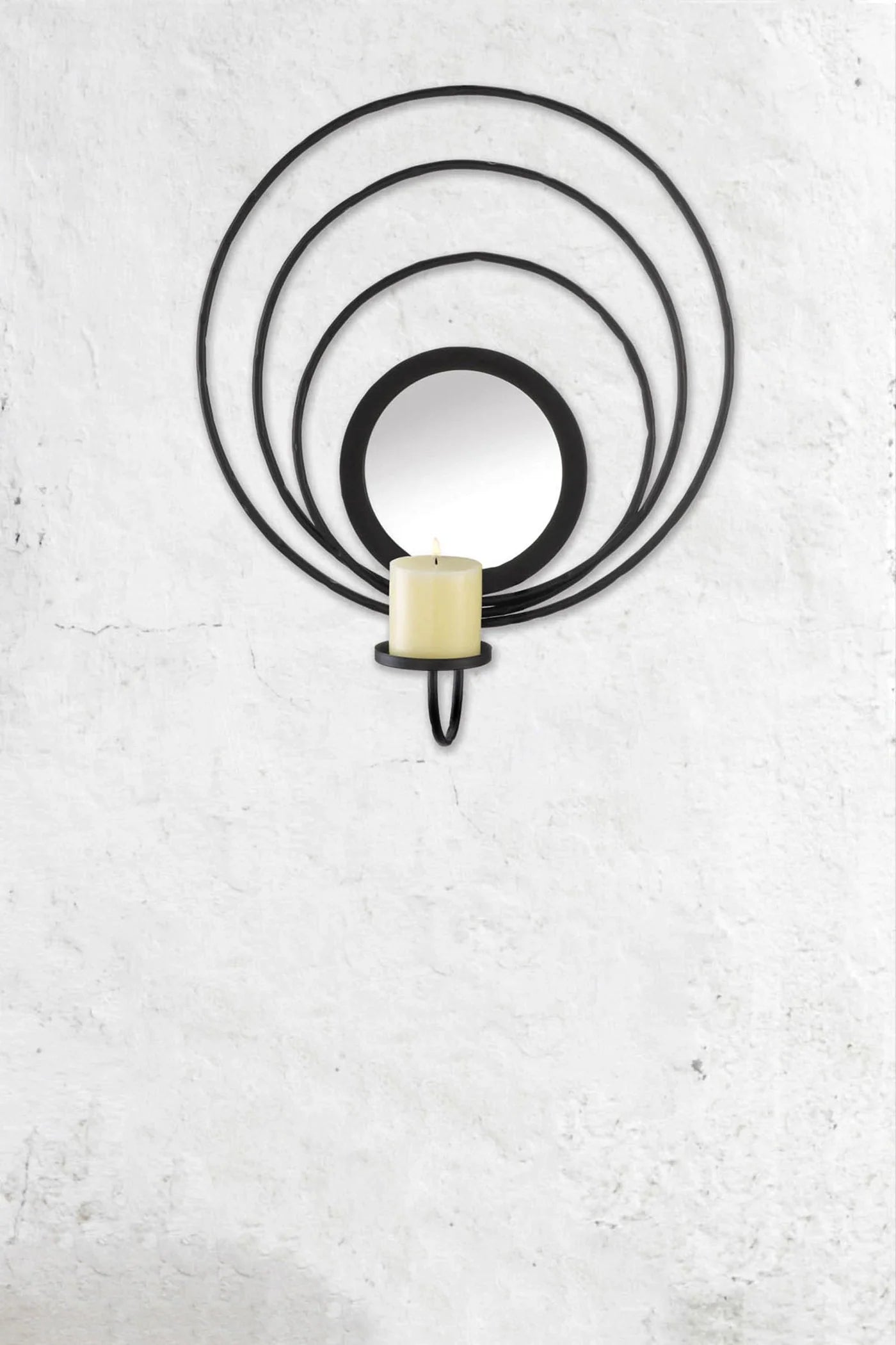 BLACK IRON MIRRORED WALL SCONCE