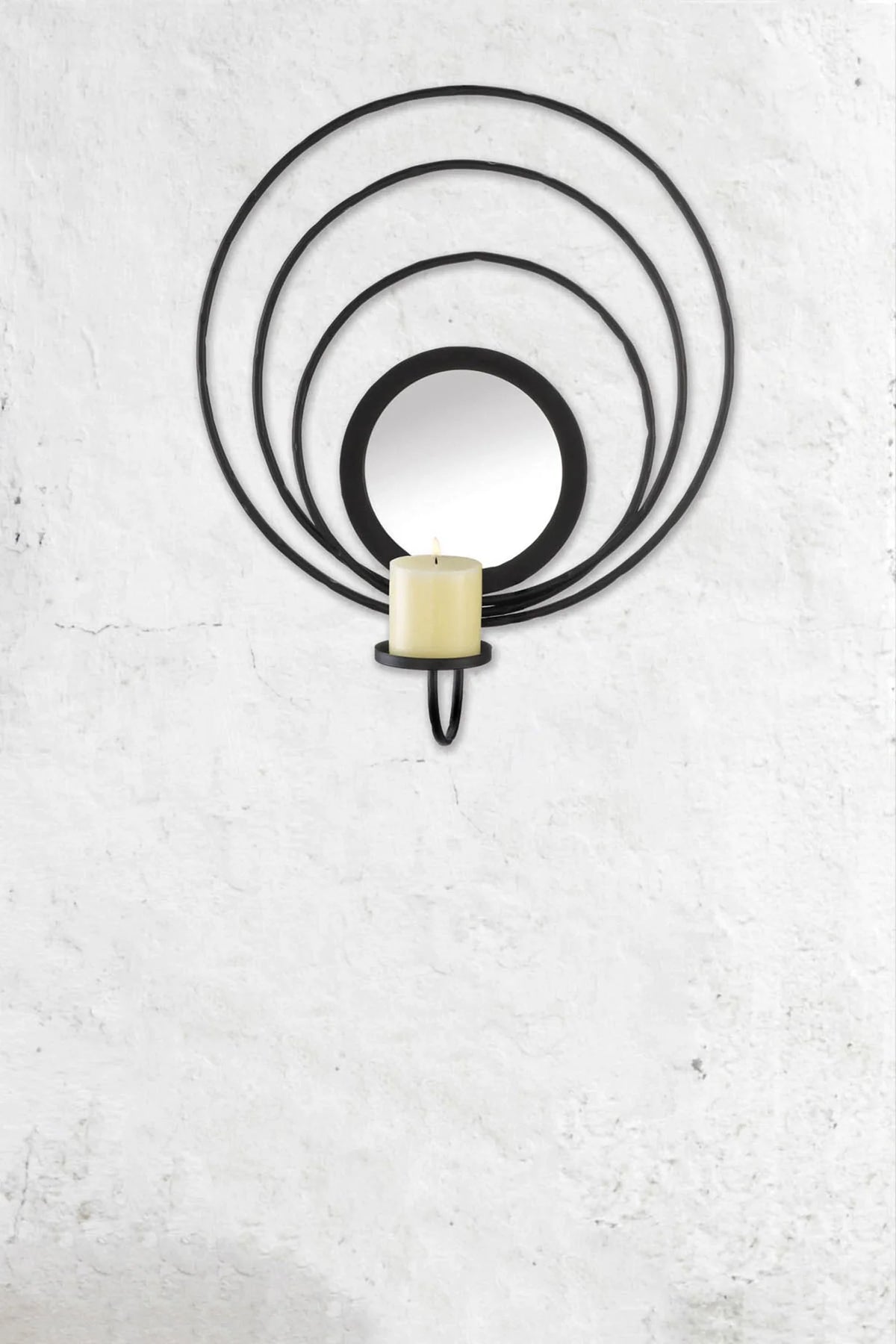Black Iron Mirrored Wall Sconce