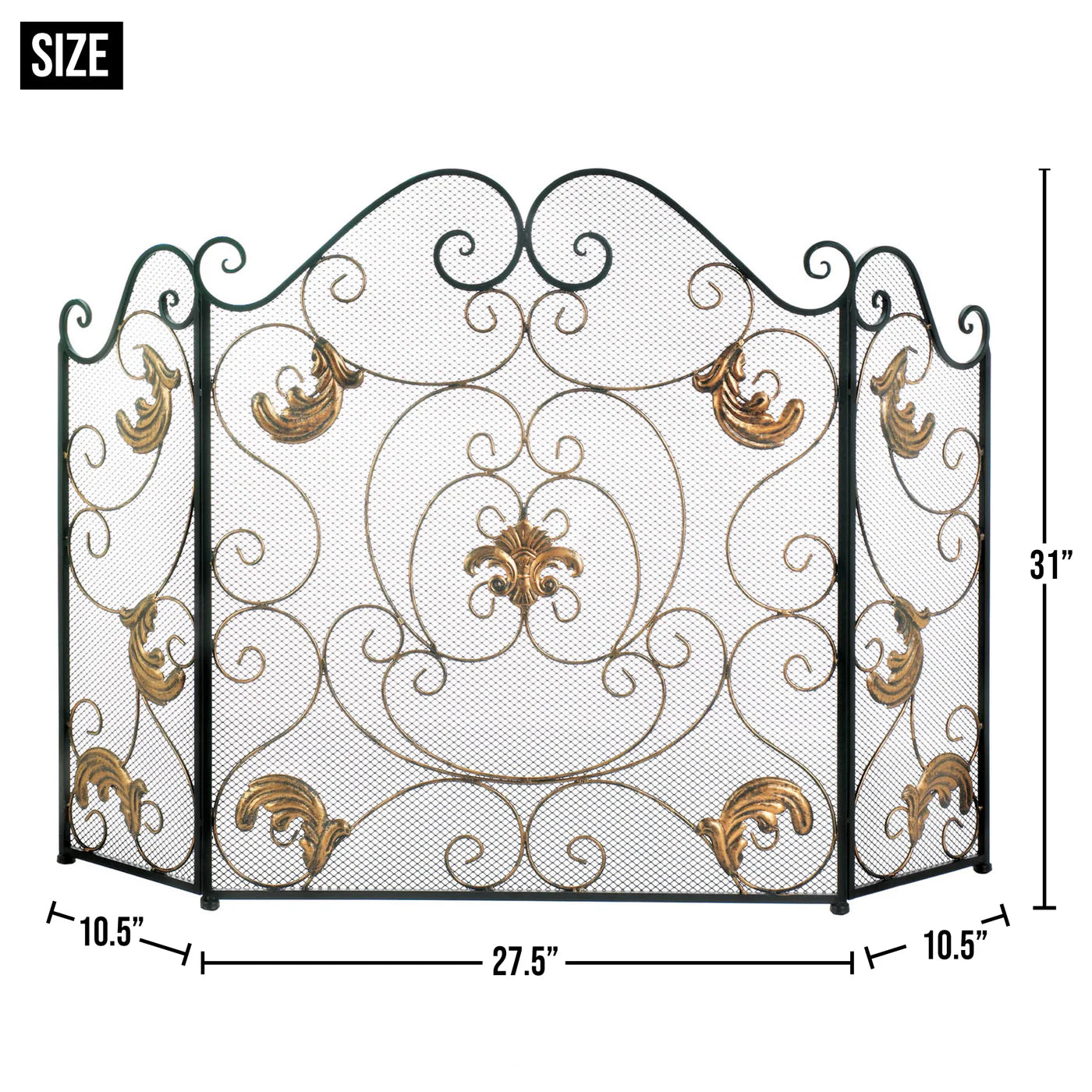 GOLD FLEUR-DE-LIS FIREPLACE SCREEN