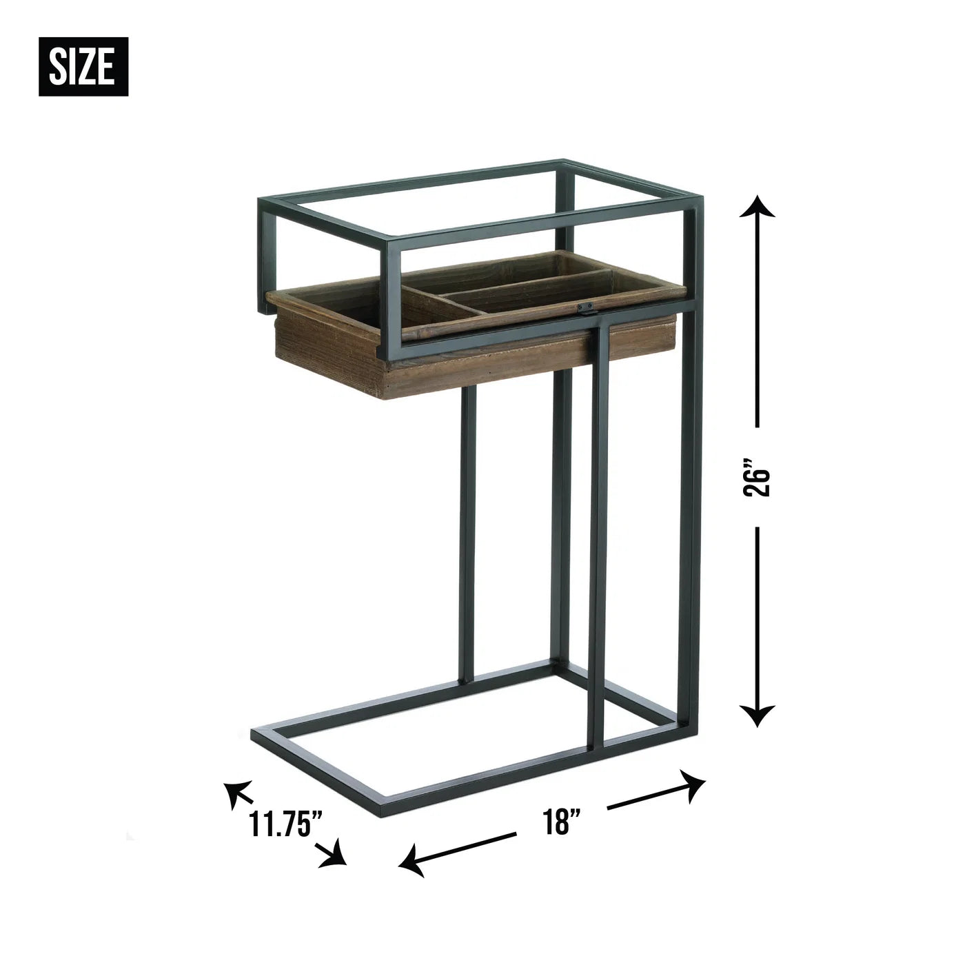 Side Table with Pull Out Drawer & Glass Top