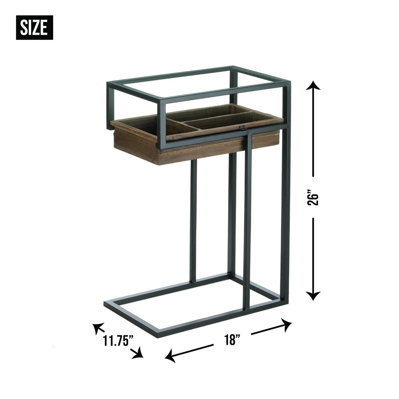 Side Table with Slide Out Drawer & Glass Top