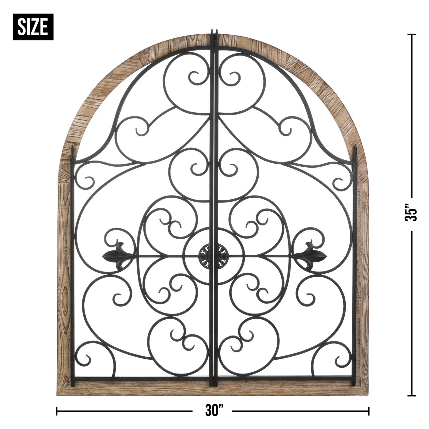 ARCHED WOOD AND IRON WALL DÉCOR