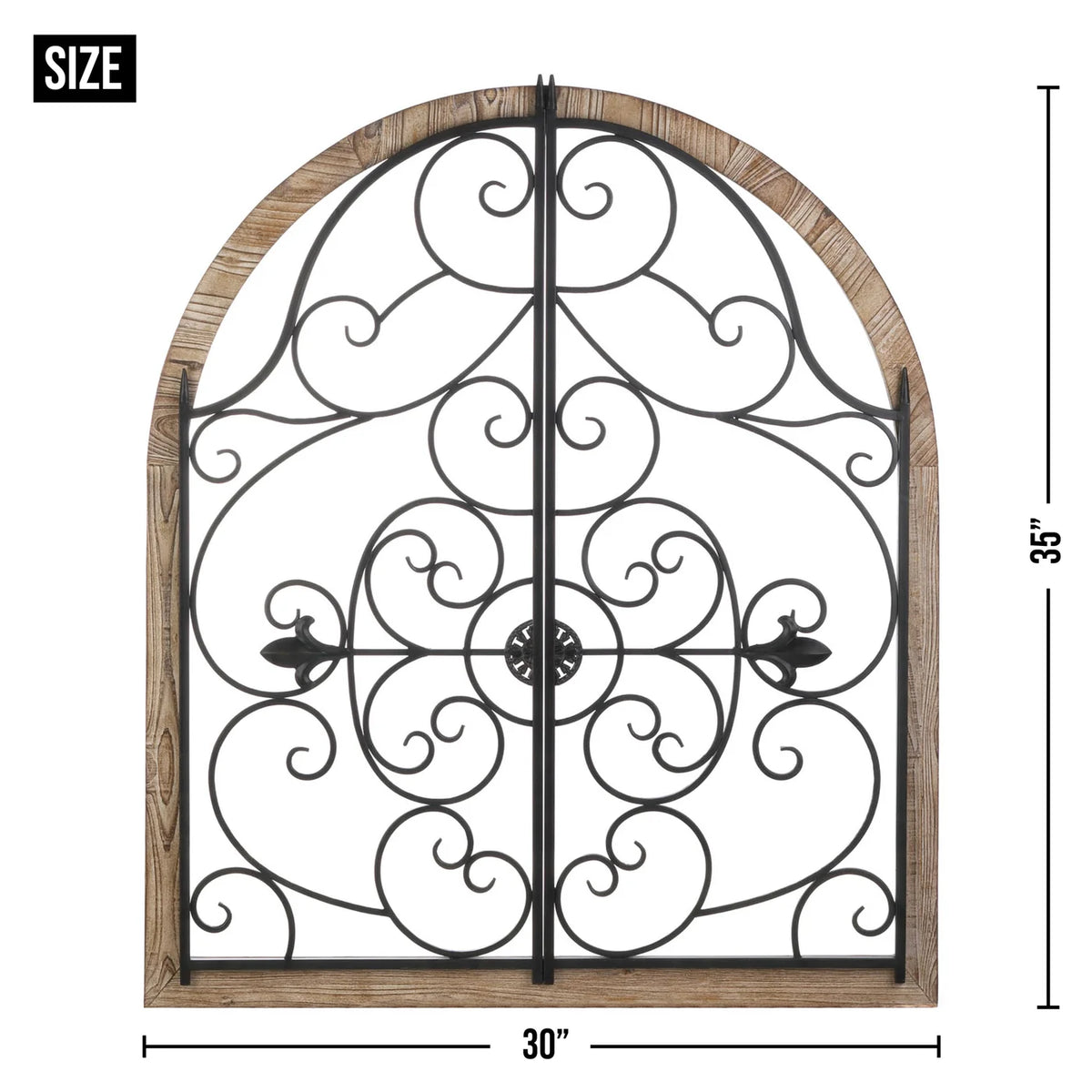 Arched Wood & Iron Wall Decor