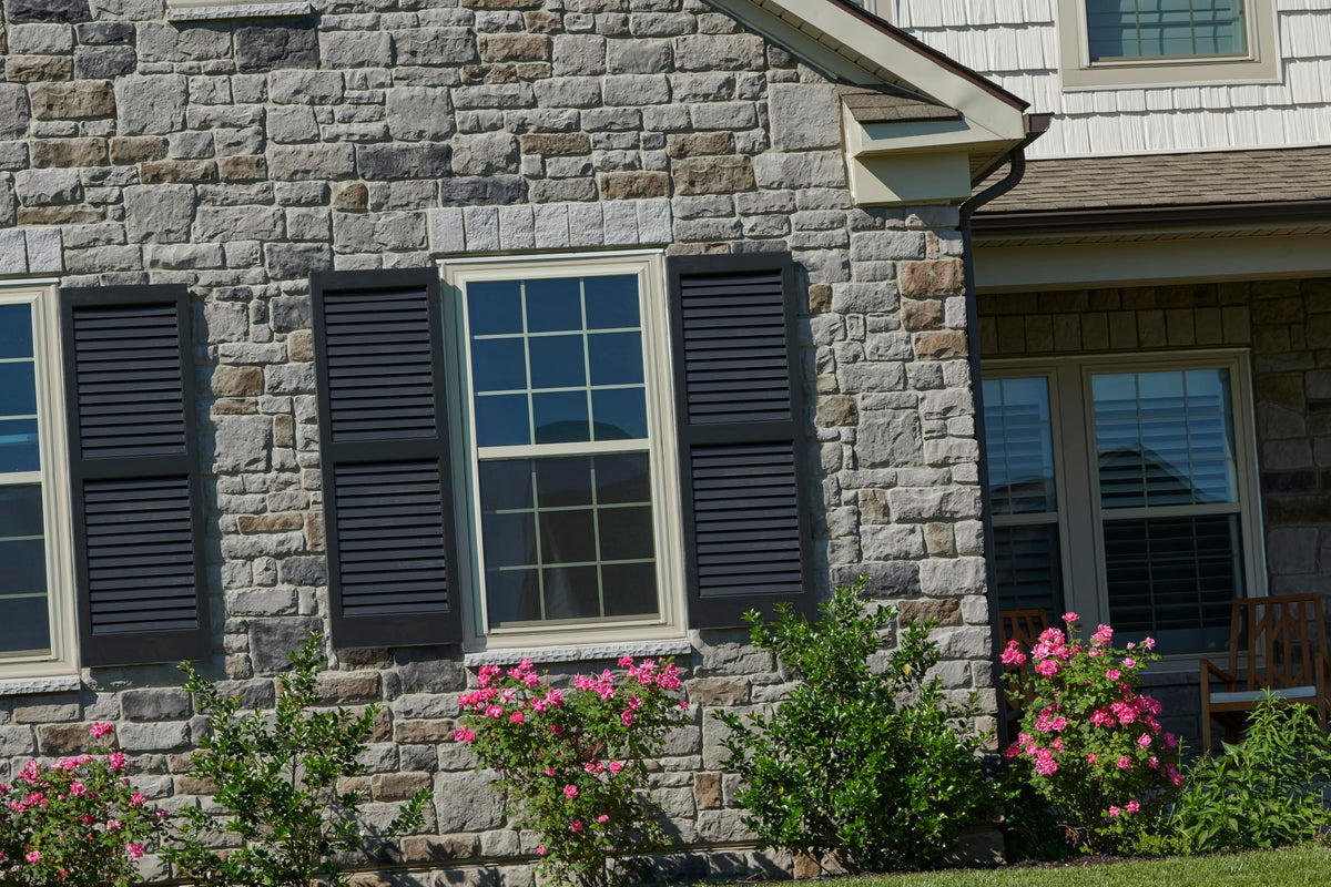 LTL Home Products AM-SHL59 American Wood Exterior Window Louvered Shutters, 15" x 59", Unfinished Pine