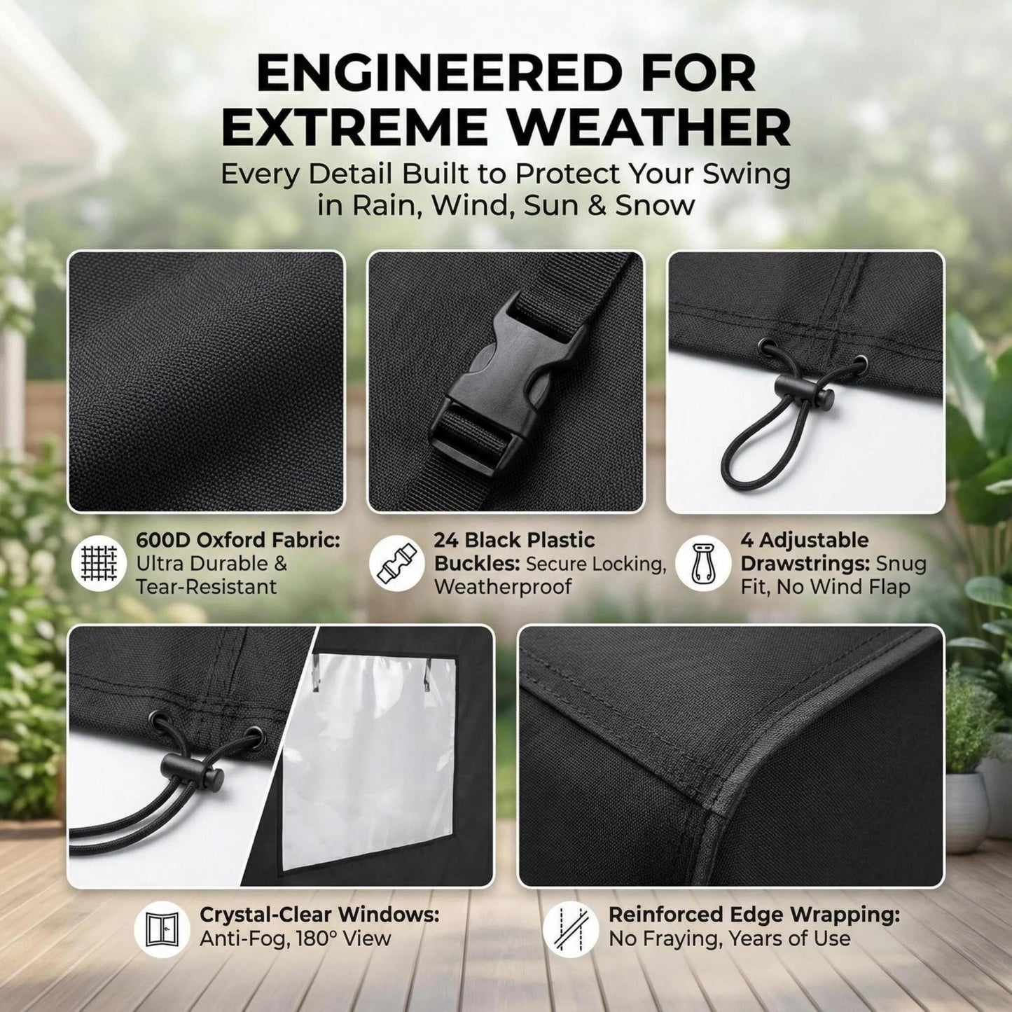 Outdoor Swing Cover,Patio Swing Chair Covers,Garden Hammock Glider Chair Cover,Can be Used Without Disassembly,Black (68”x45”x61”)