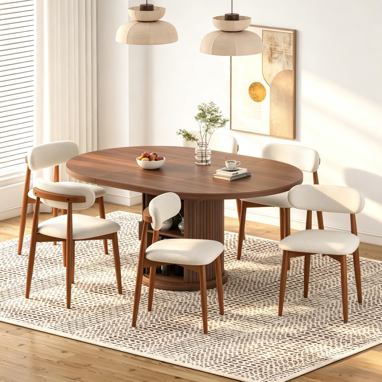 Fabulcozy Solid Wood Dining Chairs Set of 2, Mid‑Century Modern Square Seat Cushion Chairs with Extra‑Thick 1.6" Legs and Curved Back, Heavy‑Duty Kitchen & Dining Room Chairs, Beige