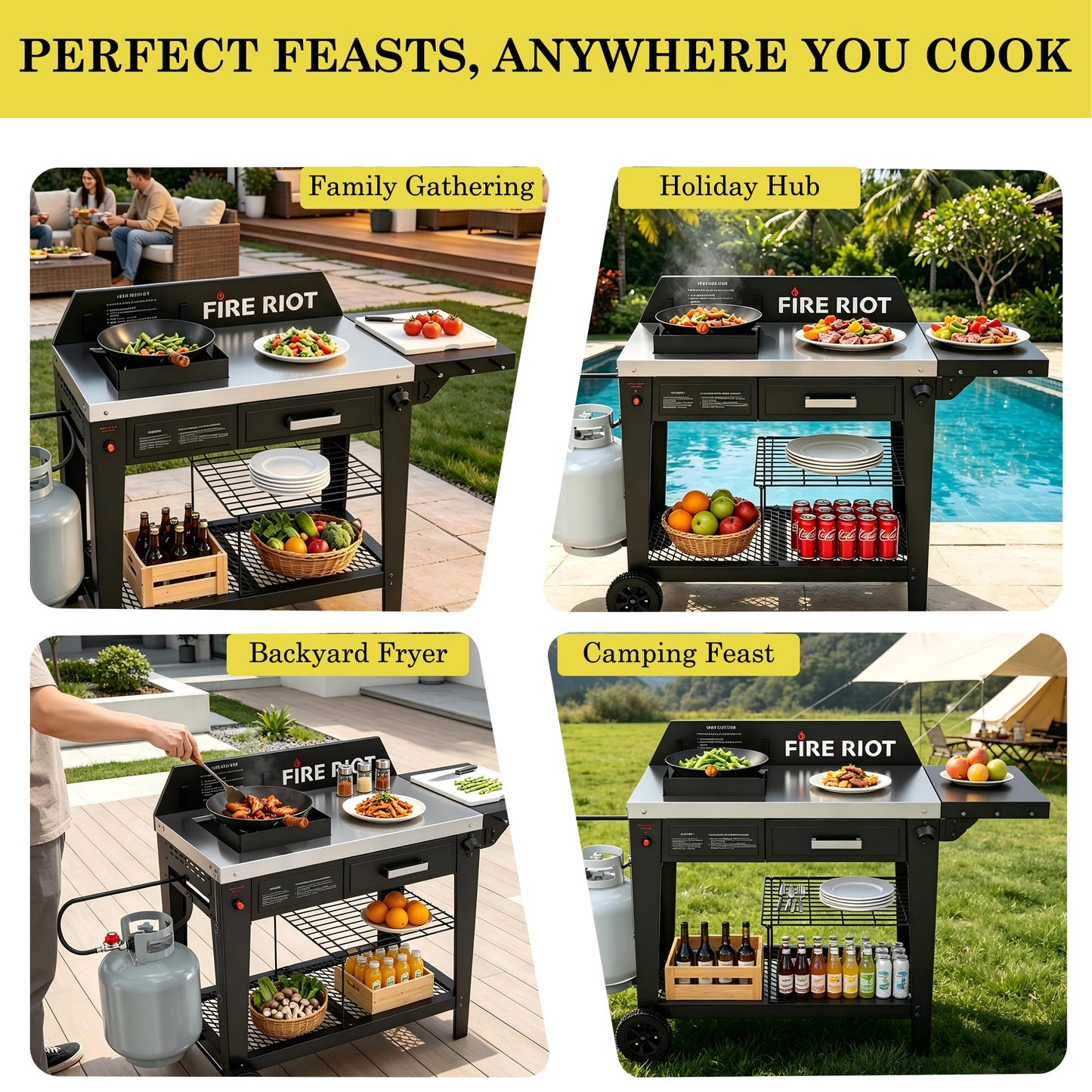 Heavy-Duty Outdoor Wok Cooking Station β 50,000 BTU Wok Burner - High-Performance 12.59β Carbon Steel Wok - Perfect for Stir-Frying, Searing, Tailgating, Fishing and Outdoor Wok Station