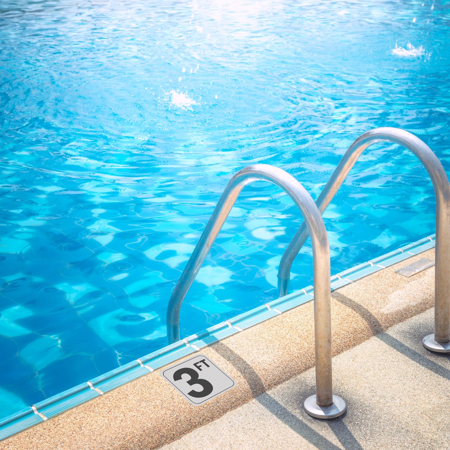 8FT Pool Depth Stickers (2 Pack), Anti-Slip Vinyl Markers - 6x6 Inches, Waterproof, Safety Number Signage for Swimming Pool Decks