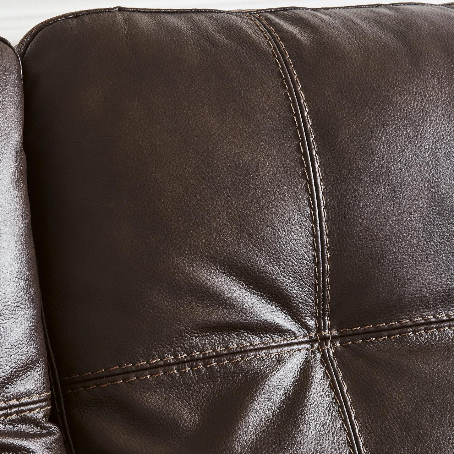 Signature Design by Ashley Santorine Classic Leather Match Tufted Sofa Sleeper with Removable Seat Cushions and Bi-Fold Memory Foam Mattress, Queen, Dark Brown