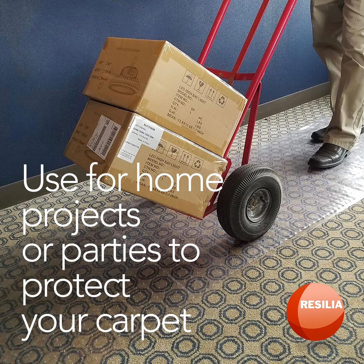 RESILIA Low-Pile Carpet Runner - Non Slip Carpet & Rug Protection, Washable Clear Vinyl Floor Runners, 27 Inches Wide x 6 Feet Long, Made in The USA