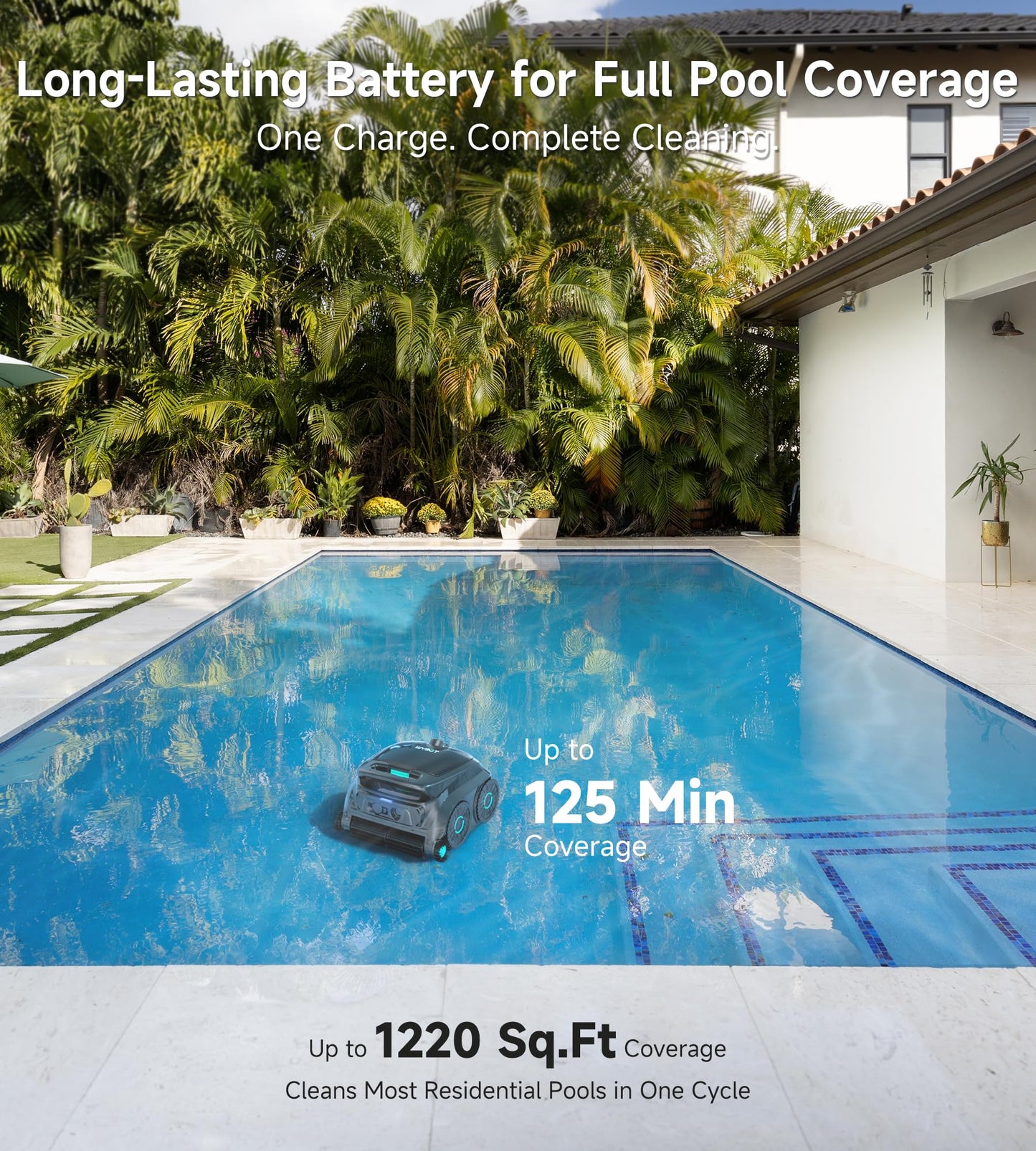 (2026 NEW) WYBOT B1 Cordless Robotic Pool Vacuum for Inground Pools, Six-Roller Brush 4-in-1 Smart Pool Cleaner, Edge Cleaning High Obstacle Crossing, Lightweight, App Navigation
