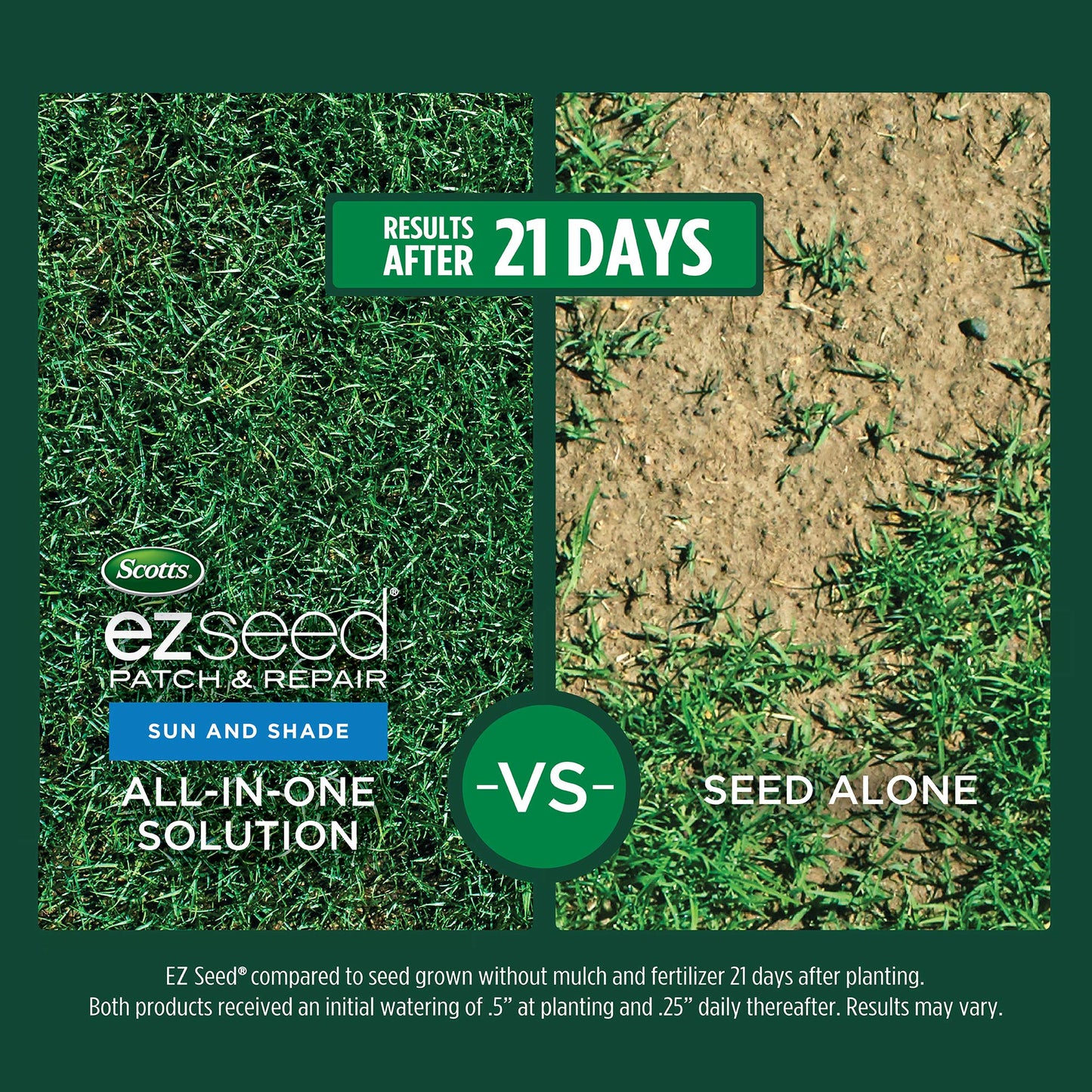 Scotts EZ Seed Patch & Repair for Sun and Shade - Combination Mulch, Sun and Shade Grass Seed & Fertilizer for Bare Spots & Lawn Patch Repair, Covers up to 85 sq. ft., 3.75 lb.