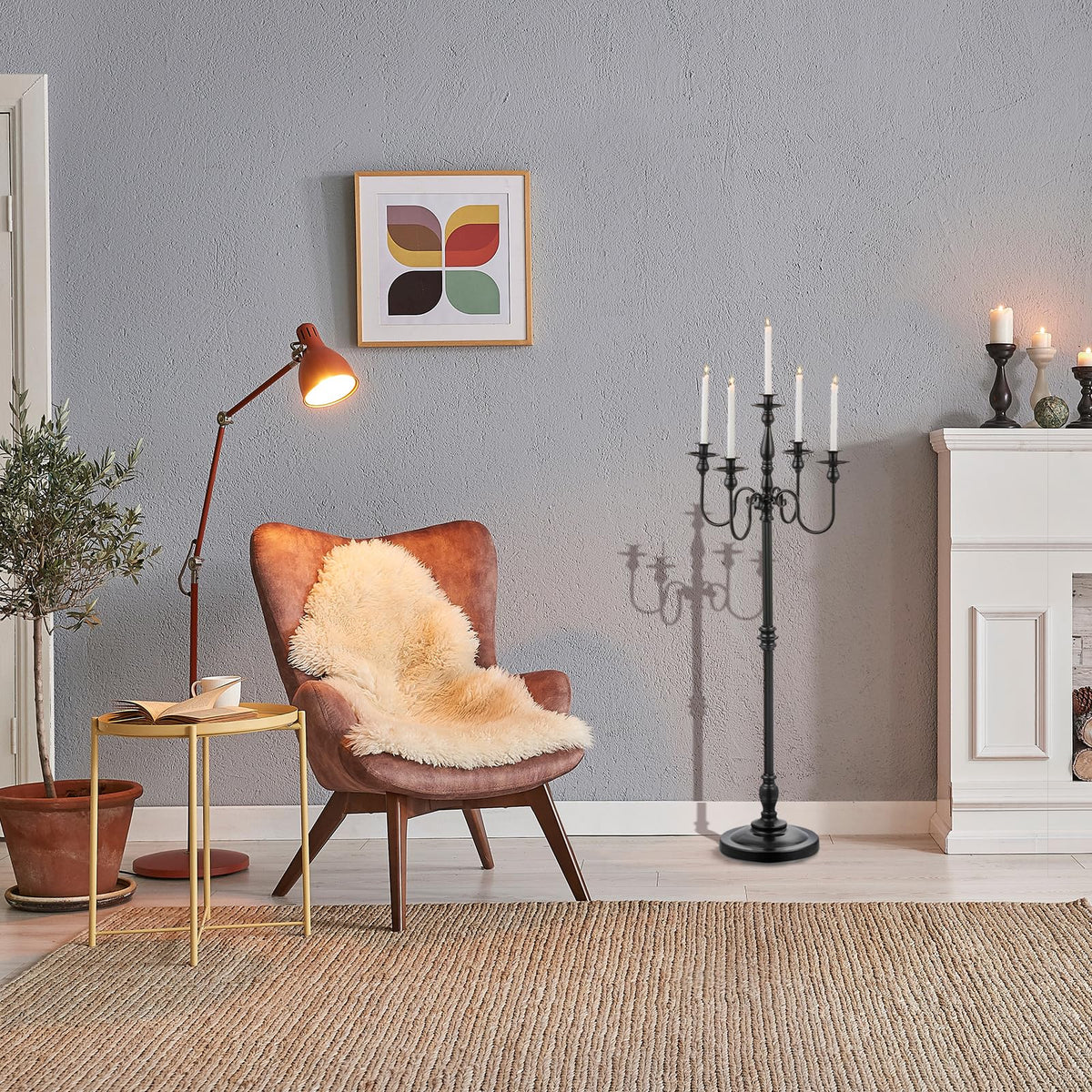 Candeldo 48 Inches Black Floor Candelabra Halloween Decorations Set of 2