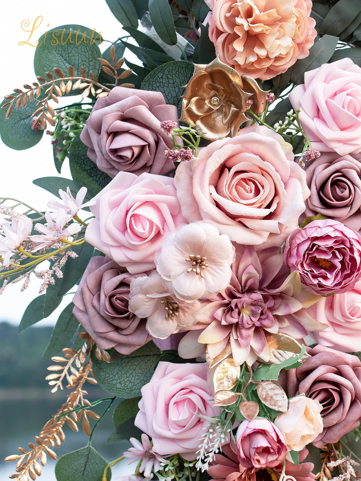Lisuun Artificial Wedding Arch Flowers, 2 Large Floral Swags