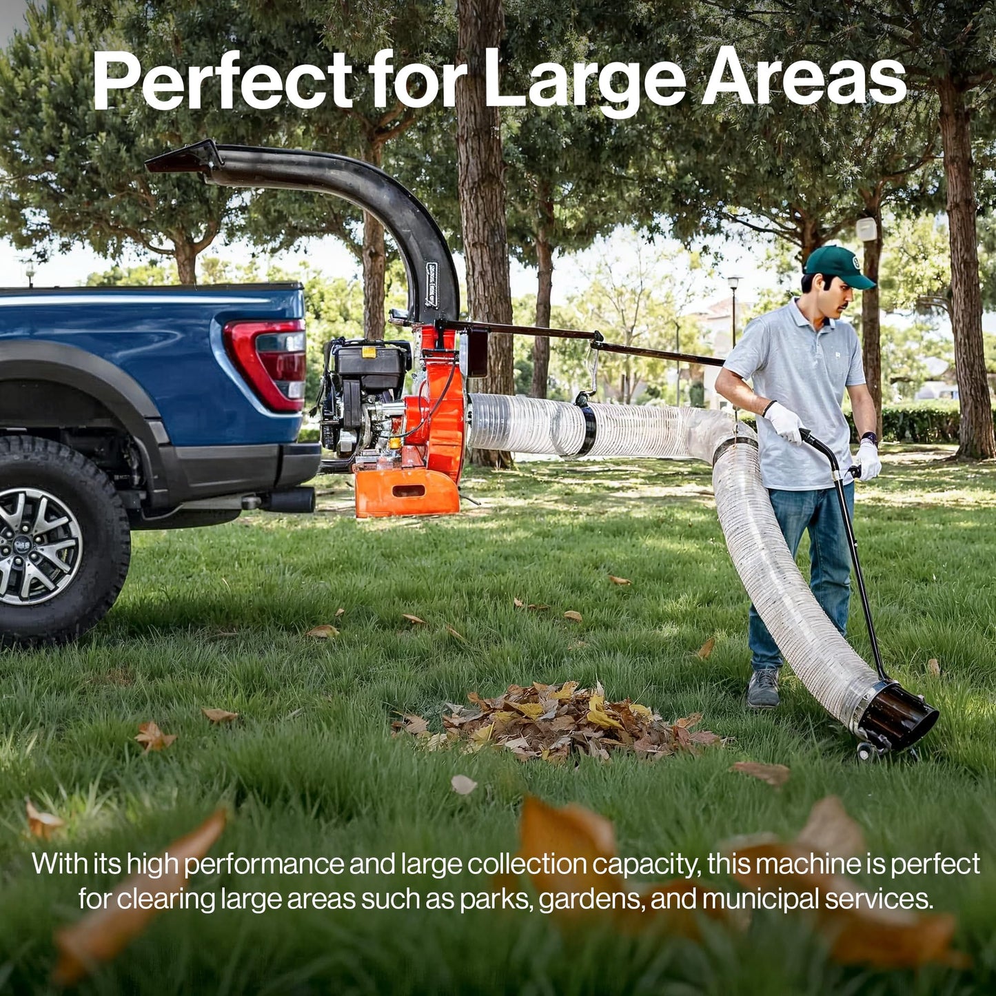 SuperHandy Truck Loader Leaf Vacuum – 15HP Electric Start Engine, Serrated Metal Impeller, Hitch or Tailgate Mount, Commercial Debris Vacuum for Lawn & Landscape Cleanup