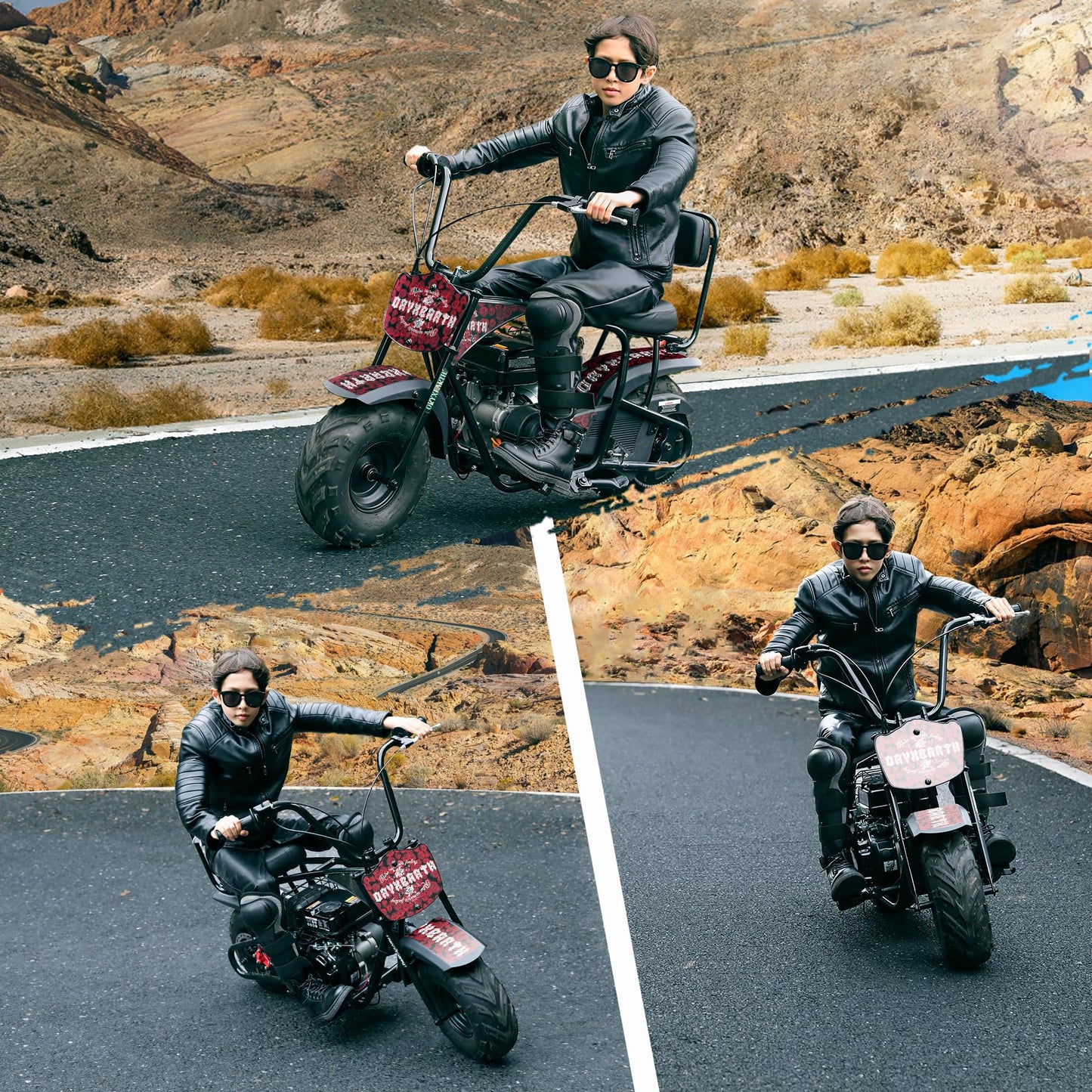 Oryxearth 99CC 4-Stroke Mini Bike, Gas Powered Bike W/EPA Approved Engine Mini Dirt Bike with Off-Road Tire for Kids, Speed Up 28 Mph, W/LED Headlight, Goggles, Gloves & Neck Gaiter