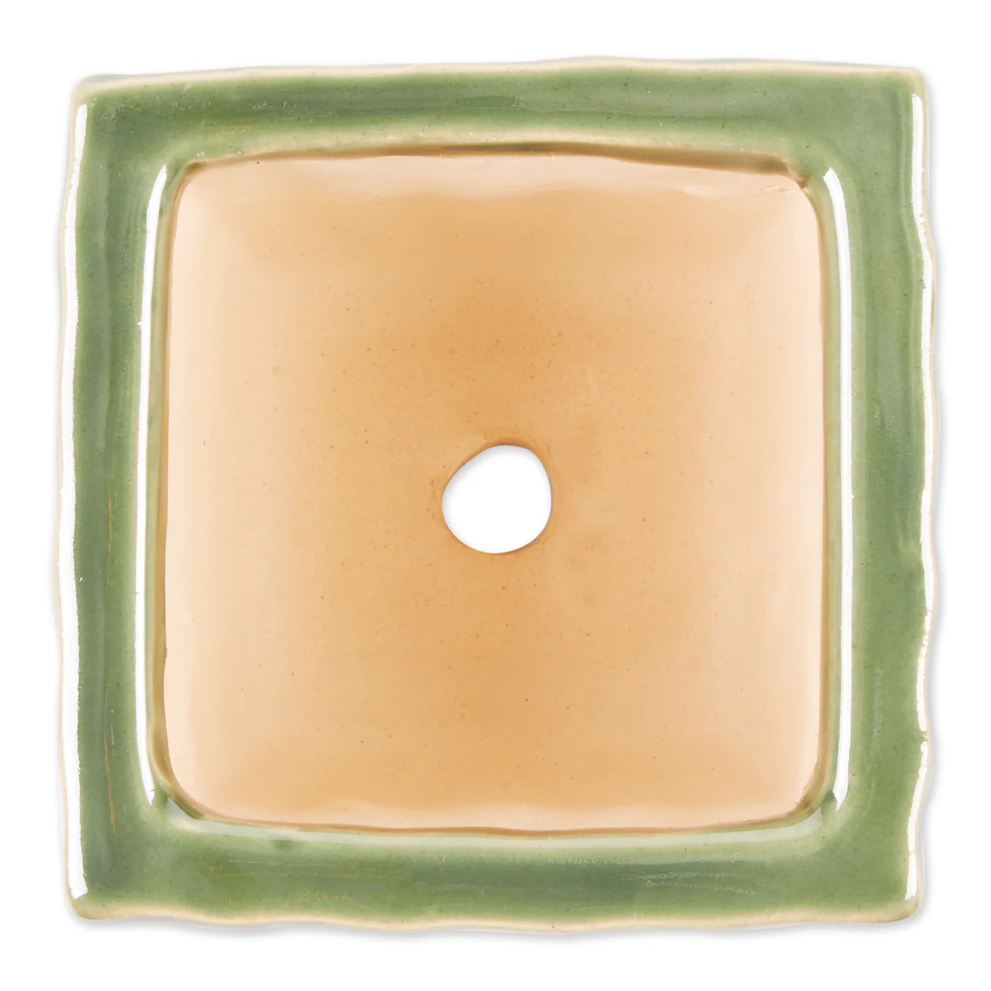 GREEN SQUARE CERAMIC SMALL PLANTER SET OF 3