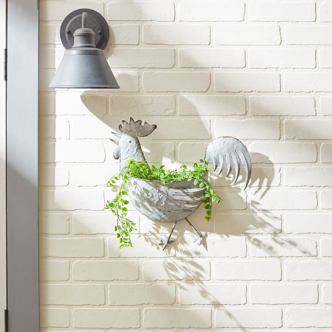 ROOSTER GALVANIZED WALL PLANTER