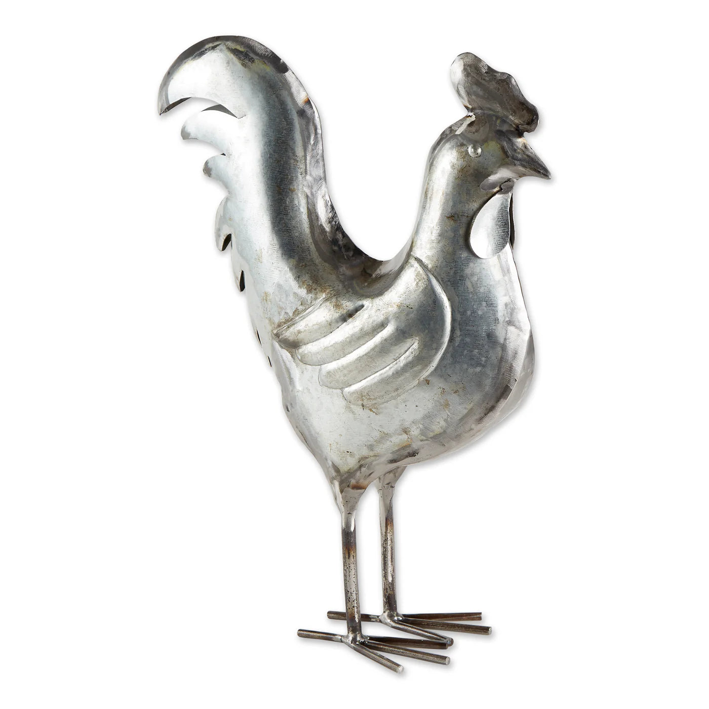 GALVANIZED ROOSTER SCULPTURE