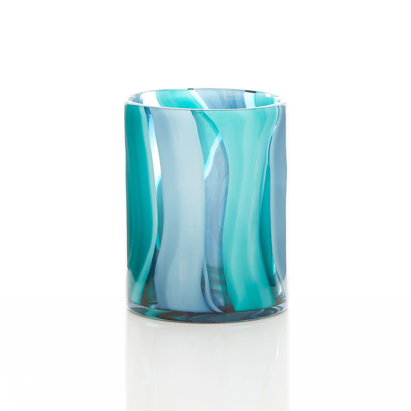 SMALL BLUE CYLINDER GLASS VASE