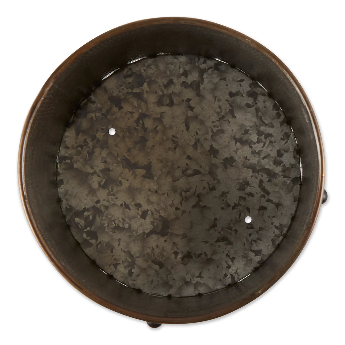 WHITE WASH GALVANIZED BUCKET PLANT STAND SET/2