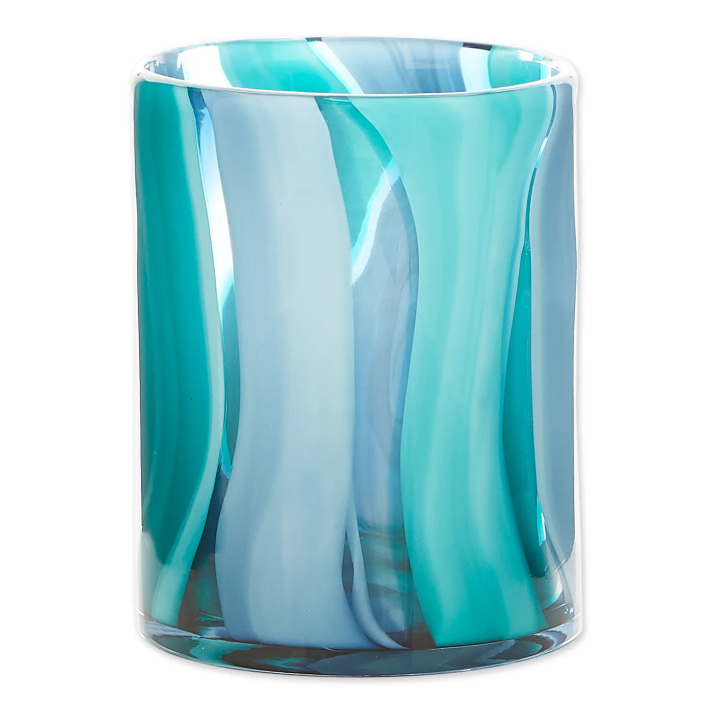SMALL BLUE CYLINDER GLASS VASE