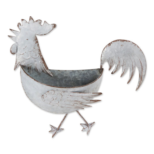 ROOSTER GALVANIZED WALL PLANTER