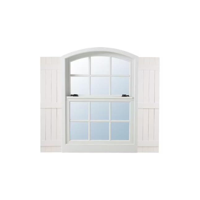 Polaris Homeside 4 Board and Batten Joined Vinyl Shutters (1 Pair) 14-1/2in. x 31in. - 930 White