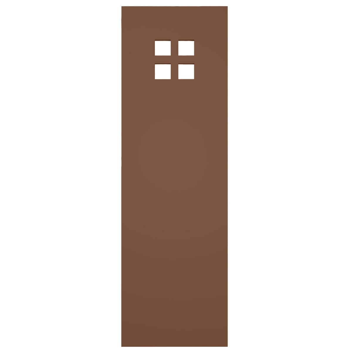 15"W x 60"H True Fit PVC San Antonio Mission Style Fixed Mount Shutters, Burnt Toffee (Per Pair - Hardware Not Included)