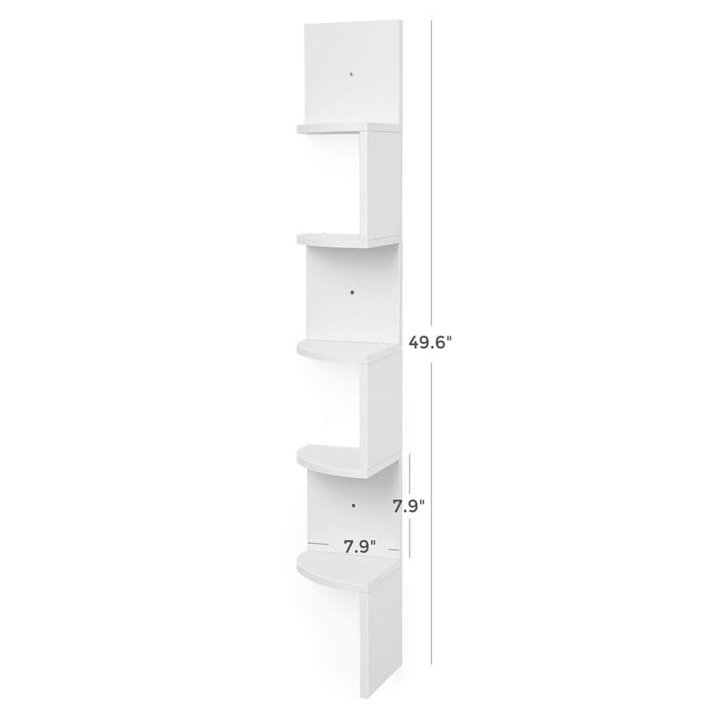VASAGLE Corner Shelf Wall Mount, 5-Tier Floating Corner Bookshelf
