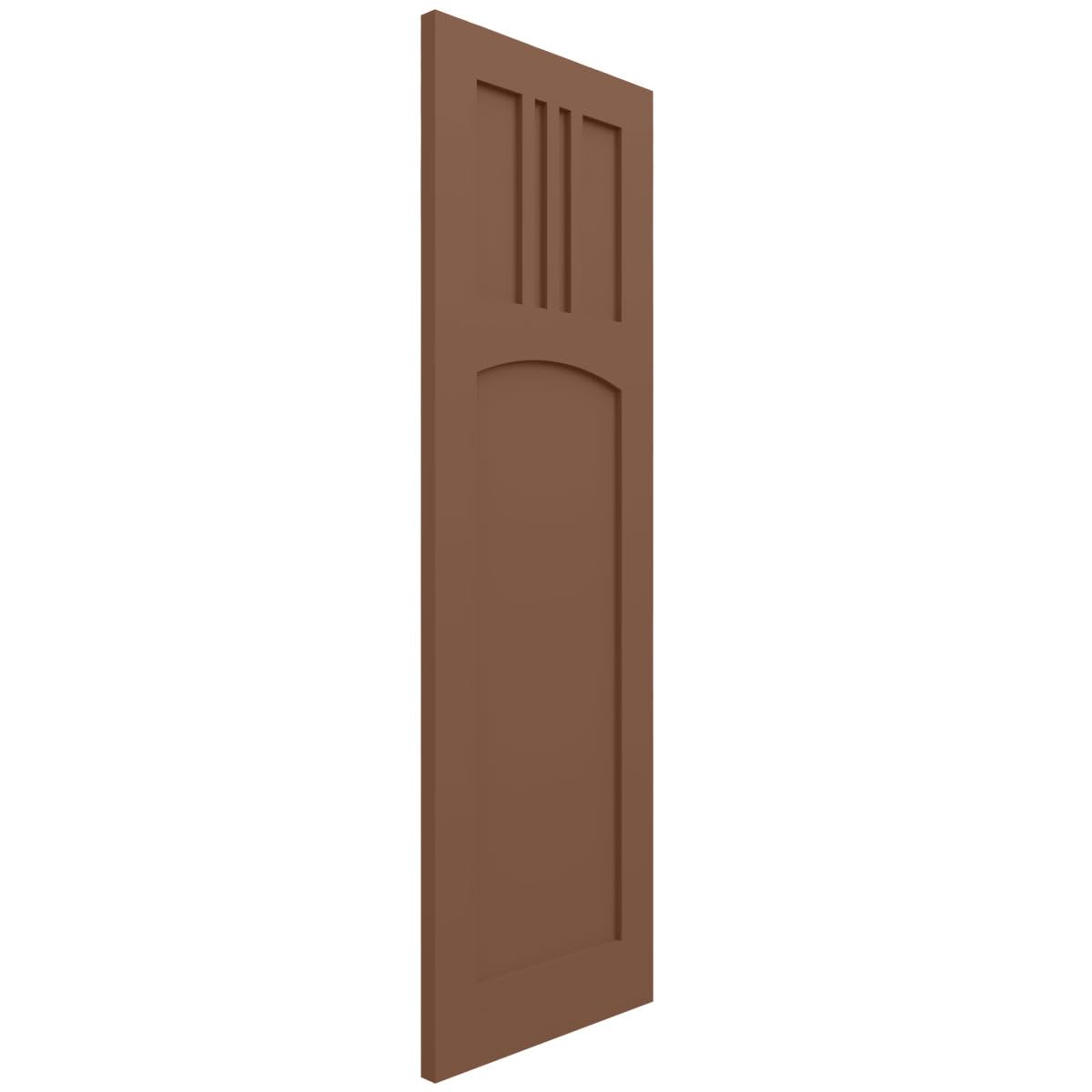 Ekena Millwork 15"W x 64"H True Fit PVC San Miguel Mission Style Fixed Mount Shutters, Burnt Toffee (Per Pair - Hardware Not Included)