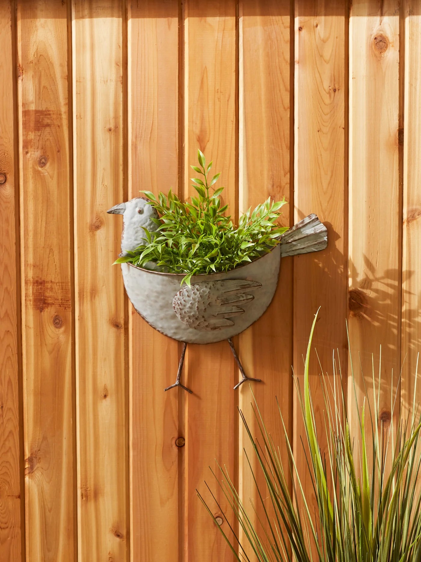 BIRD GALVANIZED WALL PLANTER