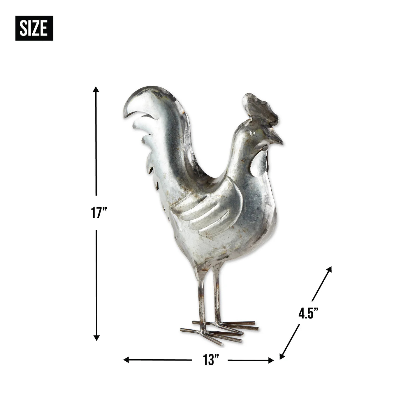 GALVANIZED ROOSTER SCULPTURE