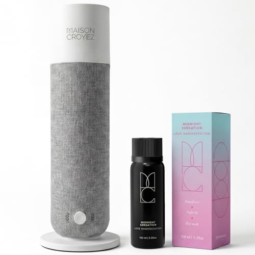 Maison Croyez Waterless Essential Oil Diffuser (120ml Bottle) – Nebulizing Aroma Diffuser, 3 Intensity Levels, 1/3/6H Timer + Auto Mode, Warm Ambient Light, Up to 600 sqft