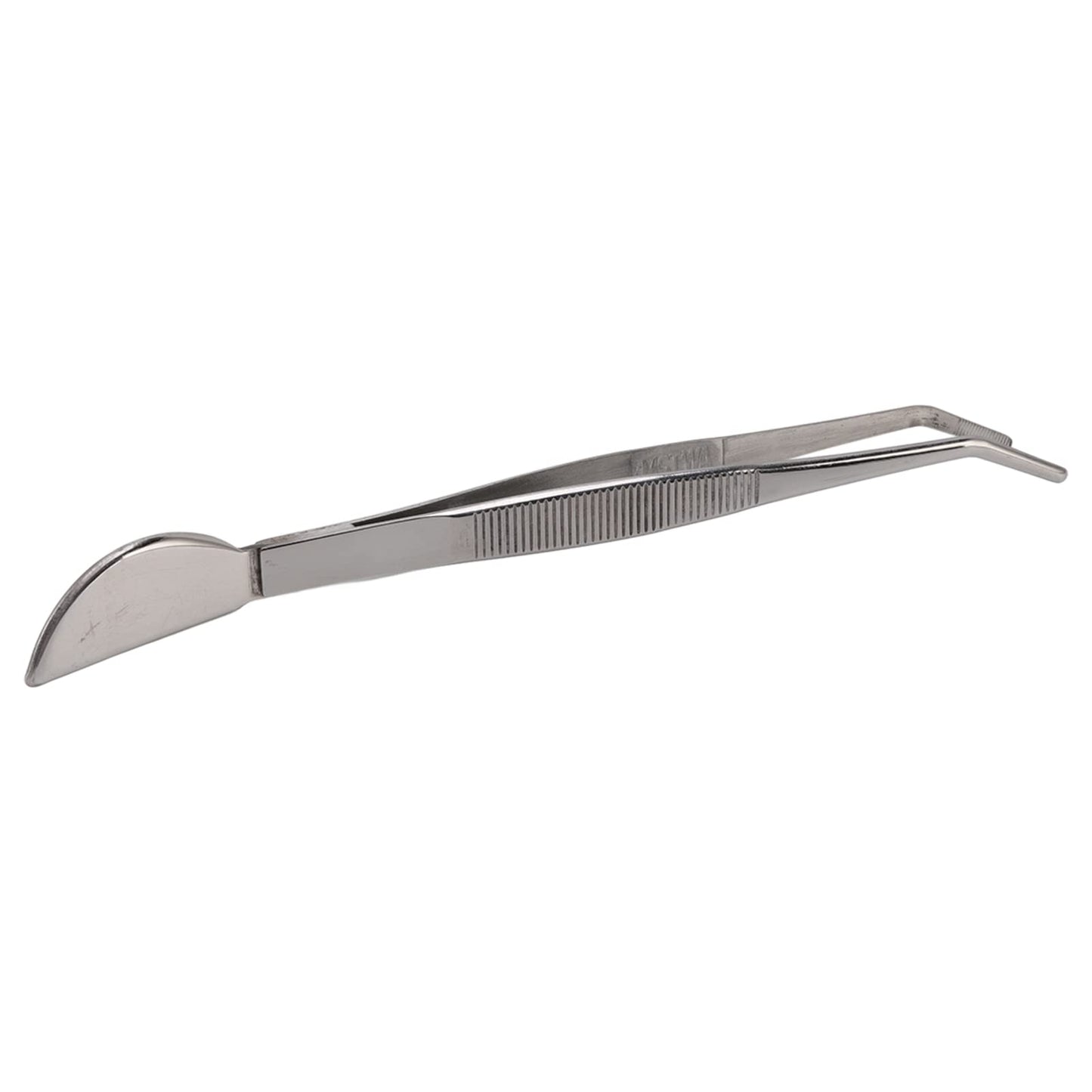 TOPINCN Bonsai Tweezers, Stainless Steel Long Plant Tweezers with Moon Spatula Head, Home Garden Potted Loosening Soil Plan Grass (Bent)