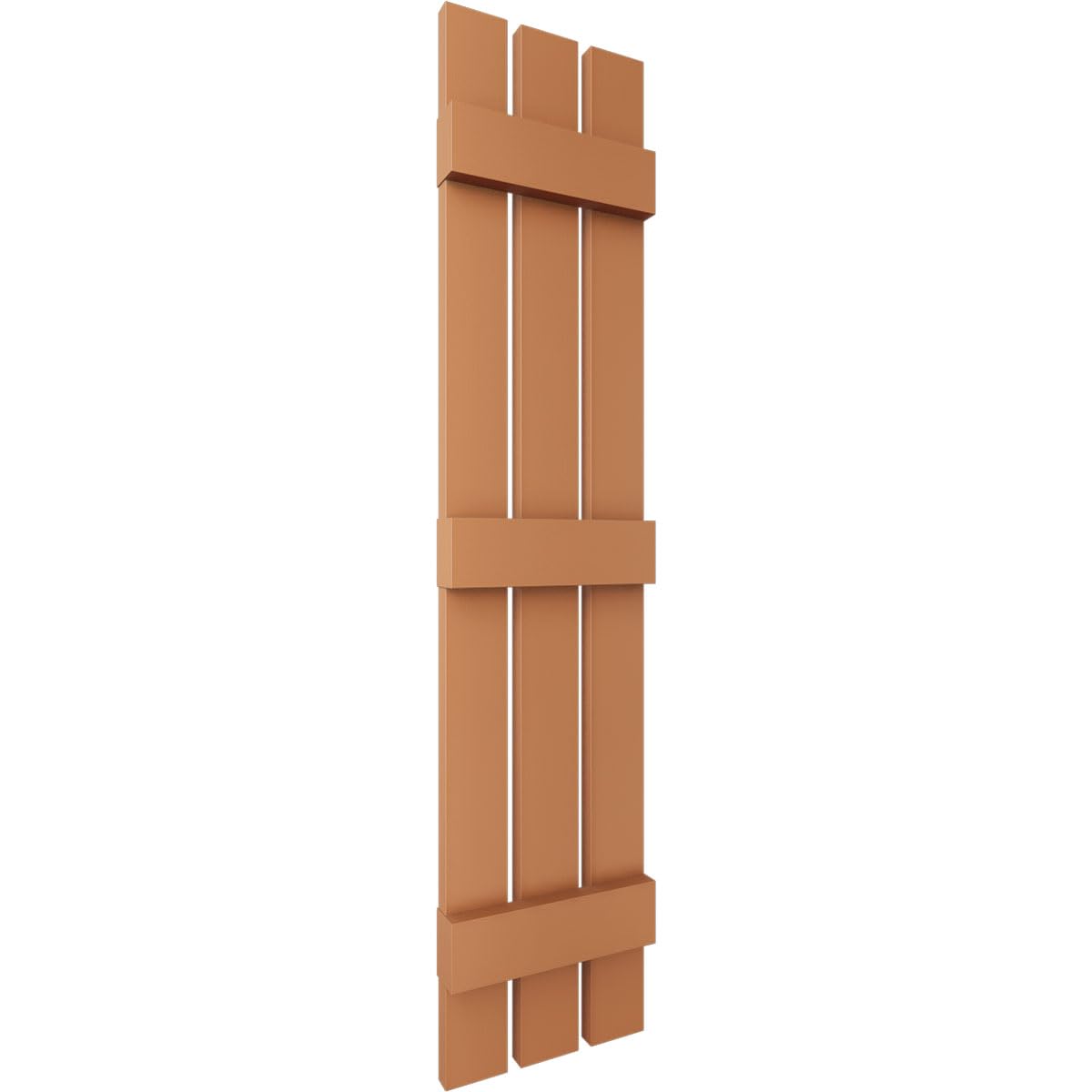12"W x 55"H Lifetime Vinyl, Standard Three Board Spaced, Board-n-Batten Shutters, w/Installation Shutter-Lok's & Matching Screws (Per Pair), Treated Cedar